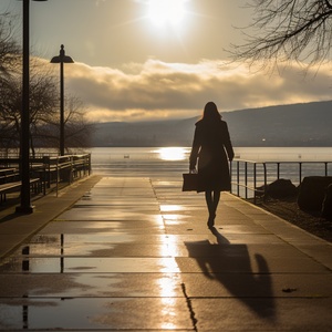 Lakeside Lady: Capturing Crepuscular Rays in the City