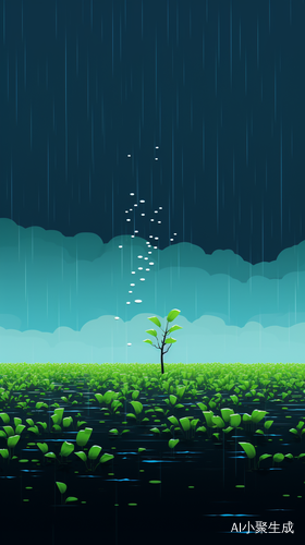 白天雨水浸润幼苗种子的光芒背景