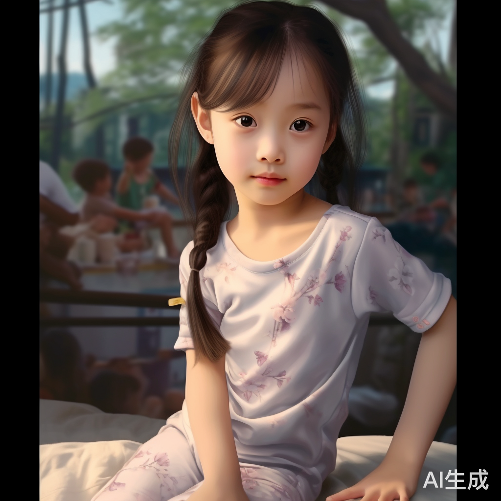 睡衣中的中国可爱小女孩