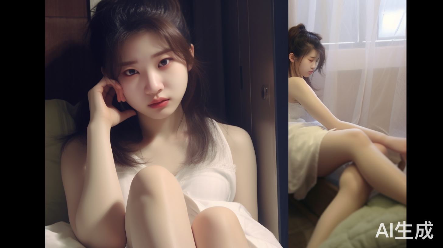 床上光脚，白衣白袜：舒适的居家时刻