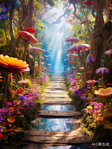 花花绿绿的空中神秘花园：未来世界的仙境