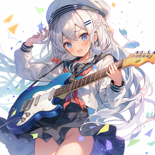 温柔开朗的白色长发音乐少女