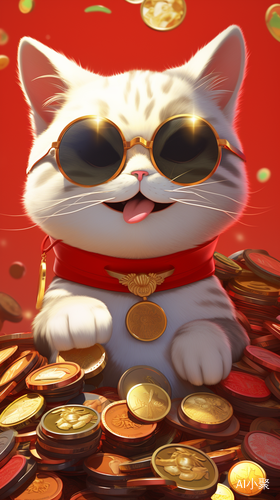 Cute Japanese Treasure Cat with Sunglasses and Smiling