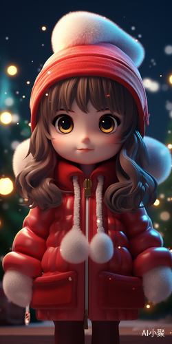 Winter Babygirl in Red: A Cute Christmas Scene