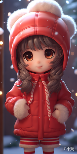 Winter Babygirl in Red: A Cute Christmas Scene