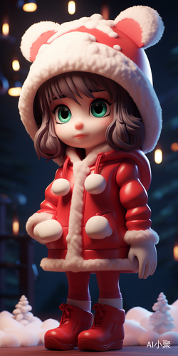 Winter Babygirl in Red: A Cute Christmas Scene