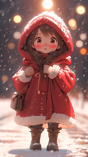 Winter Babygirl in Red: A Cute Christmas Scene