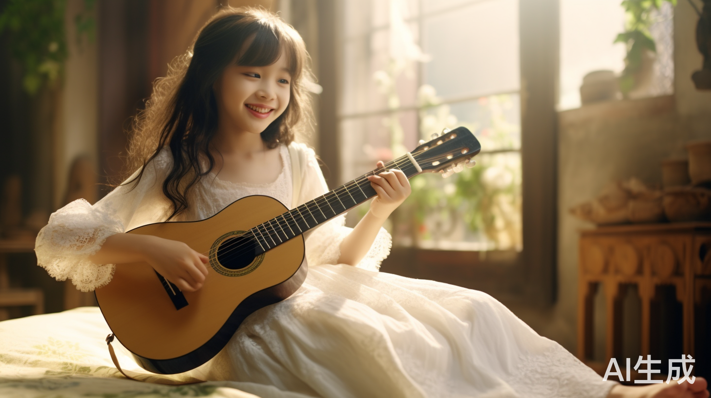 快乐玩耍的小女孩穿着白色蕾丝边丝袜