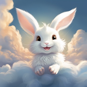 The rabbit in the clouds is an imaginative story character. In this story, there is a cute rabbit that lives in the cloud. This rabbit has snow-white hair, bright eyes, and a gentle personality. It likes to play on the clouds and spend happy time with other cloud animals.