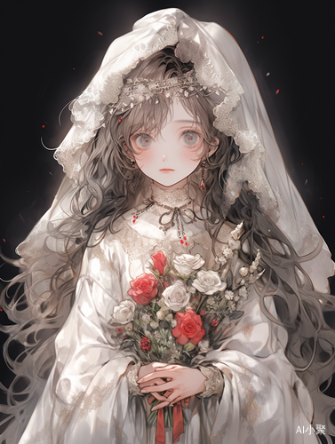 Hazy Dream: A Cute and Beautiful Little Girl in a White Wedding Dress