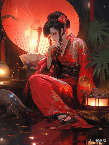 东方女孩的夜之艺妓肖像