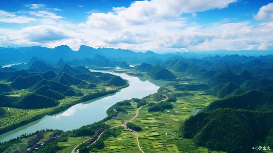 航拍4k超高清远视山水风景