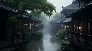 江南烟雨，4K分辨率