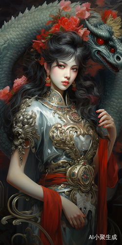 新年元旦龙年古风可爱女
