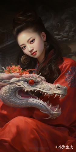 新年元旦龙年古风可爱女