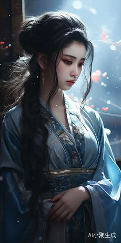 清冷蓝色系汉服少女