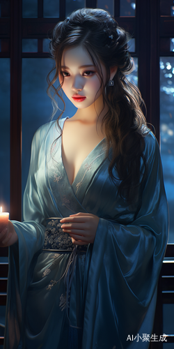 清冷蓝色系汉服少女