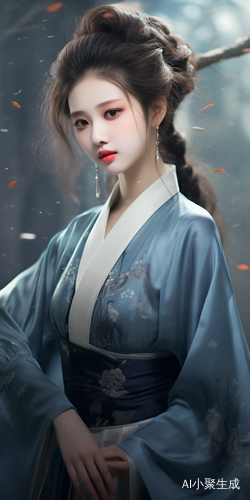 清冷蓝色系汉服少女