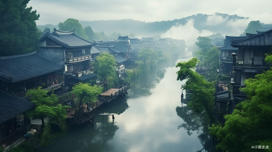 江南烟雨，清晰明亮，近景4K