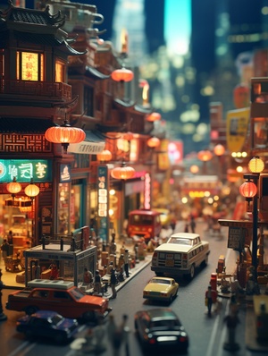 Tilt-shift(移轴镜头)，Shanghai in the 90s(上海年代的上海)，neon(霓虹灯)，Surrealism(超现实主义)，gold(金色)，low saturation(低饱和)，glass,frame drawing(抽帧)，halo(光晕)，Wong Kar-wai style (王家卫风格)，Motion blur(动态模糊)，stills (剧照),artistry