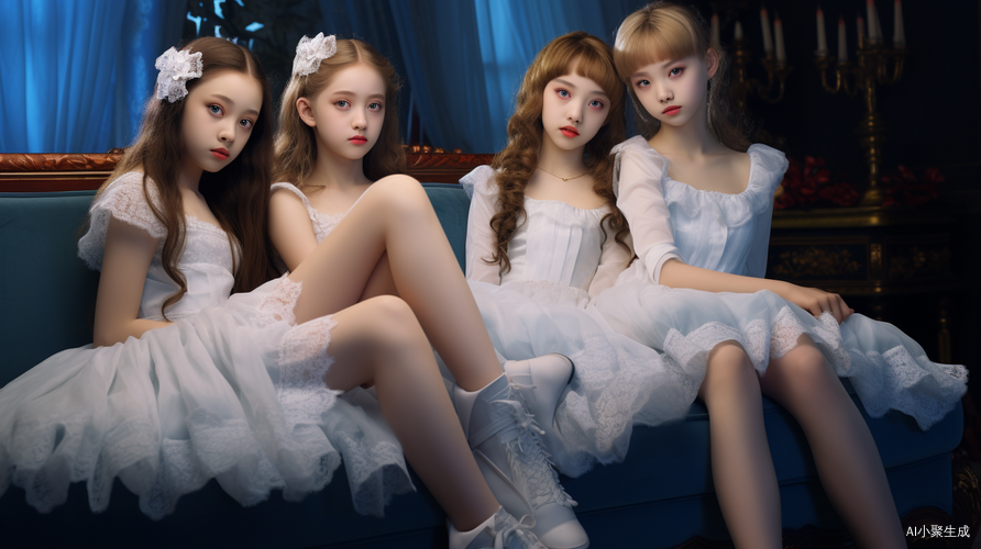 白色丝袜小女孩伸长腿，美眸注视着我