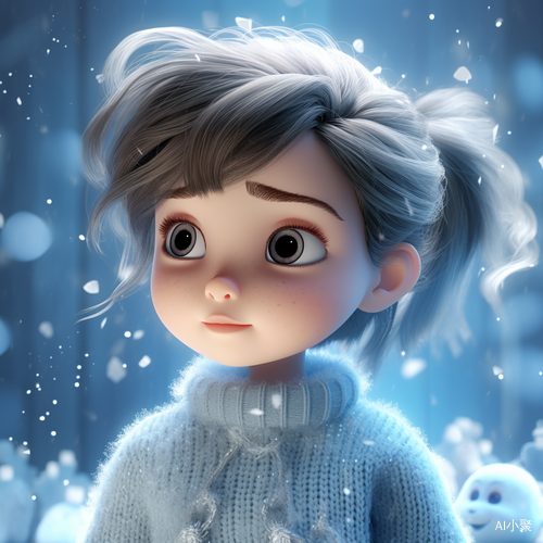 Super Cute Little Girl in Snowflakes: A Charming, Elegant, and Surreal 8K VRAY Rendering