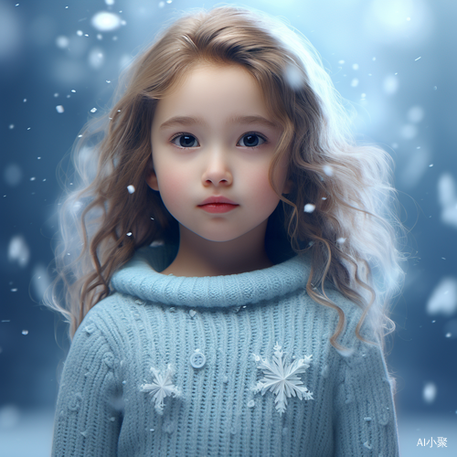 Super Cute Little Girl in Snowflakes: A Charming, Elegant, and Surreal 8K VRAY Rendering