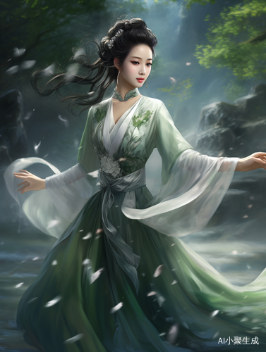 娇丽绝伦的罗裙女子，风姿绰约