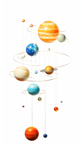 2D Solar System Planets Connected by String