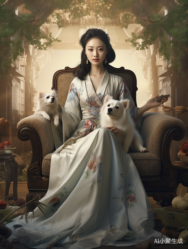 中国贵族女子的精致外貌和多样表情