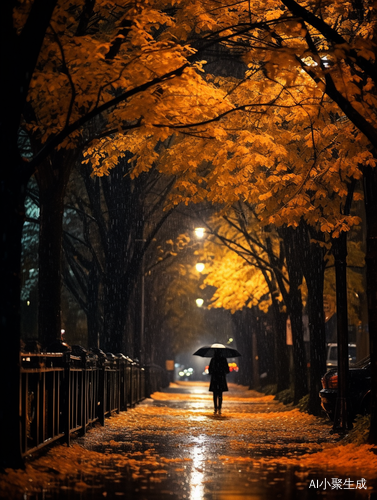 夜晚小路上的唯美景观