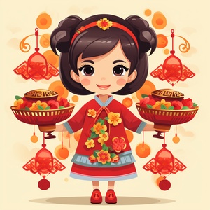 Adorable Chinese Girl with Cheongsam and Traditions