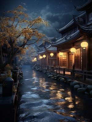 Ancient Chinese Ultra-Realistic CG Rendering in Jiangnan Water Town