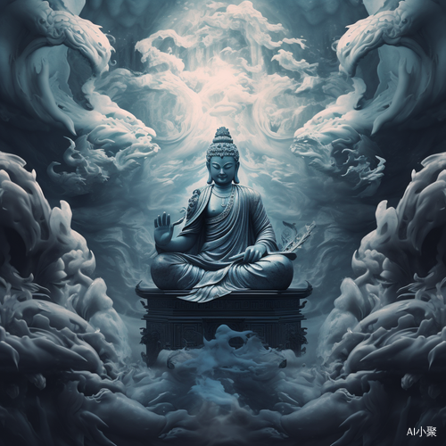 Mesmerizing Illusory Wallpaper: Black and White Buddha with Dragons