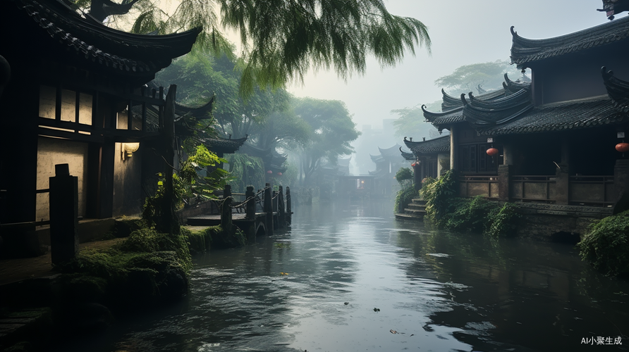 江南烟雨白天近景