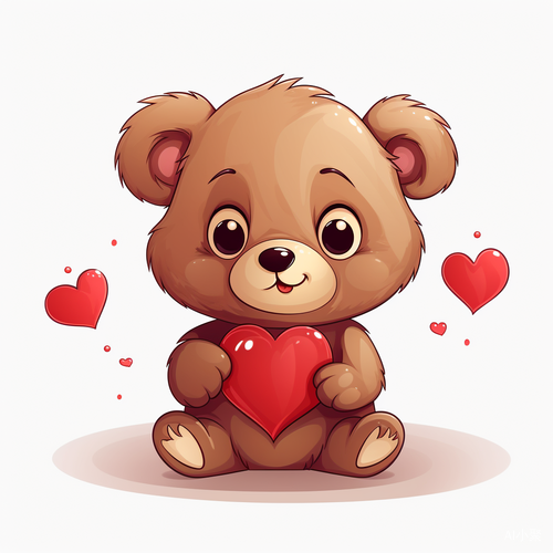 Little Cute Teddy Bear Holding Heart Clipart