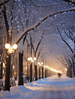 树上的雪，城市的美