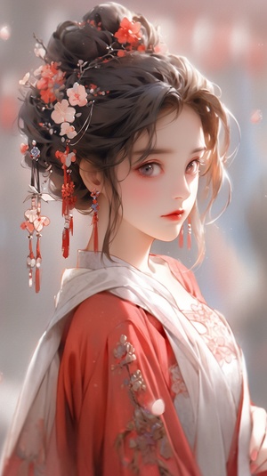 a close up of a woman wearing a red and blue dress, ancient chinese beauties, palace ， a girl in hanfu, wearing ancient chinese clothes, ancient chinese princess, inspired by Qiu Ying, beautiful character painting, chinese princess, ancient china art style, chinese empress, traditional beauty, inspired by Lan Ying, with ancient chinese aesthetic, traditional chinese niji 5 ar 3:4