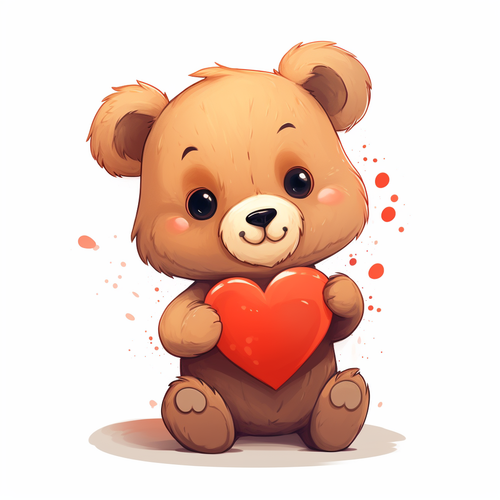 Little Cute Teddy Bear with Heart Clipart