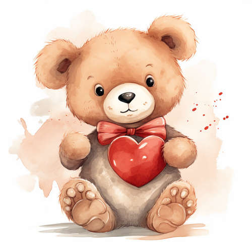 Little Cute Teddy Bear with Heart Clipart