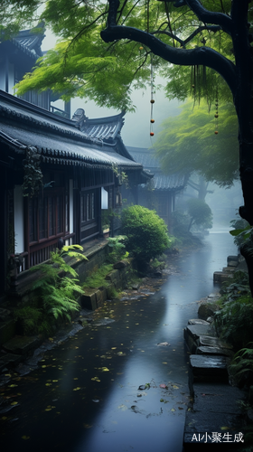 江南烟雨近景
