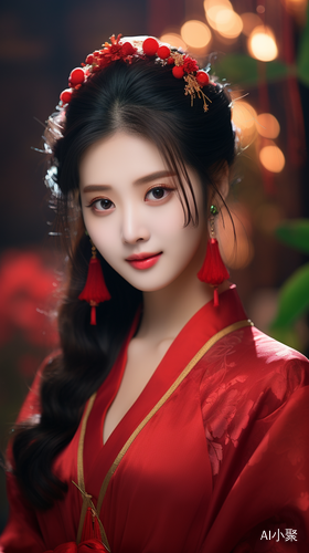 Beautiful Tang Dynasty Girl in Festive New Year Attire