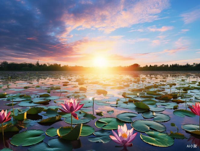 夏日早晨，莲花湖上的细节绽放