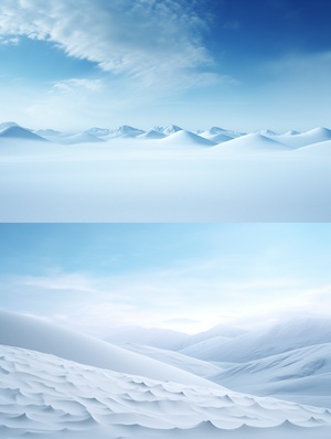 Minimalist Winter Holiday Stock Image: Snow and Mountain