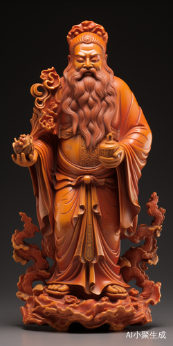 庄严肃穆，华丽龙袍下的红袍财神爷
