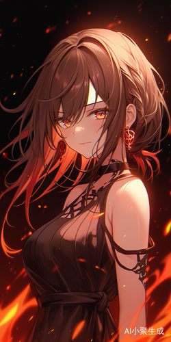 神秘黑衣少女的烈焰眼神