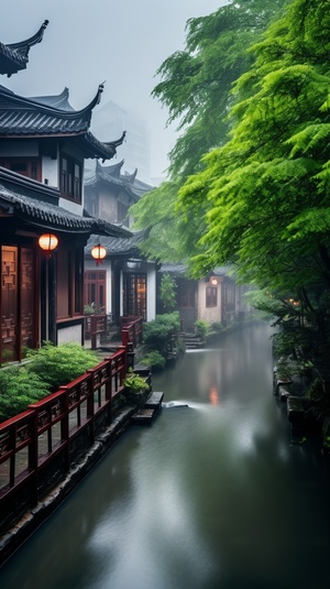 江南烟雨，近景