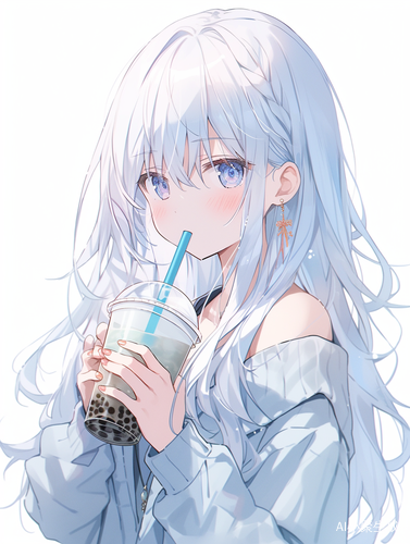 Anime Aesthetic: Blue Haired Girl Drinking Coffee in 32K UHD