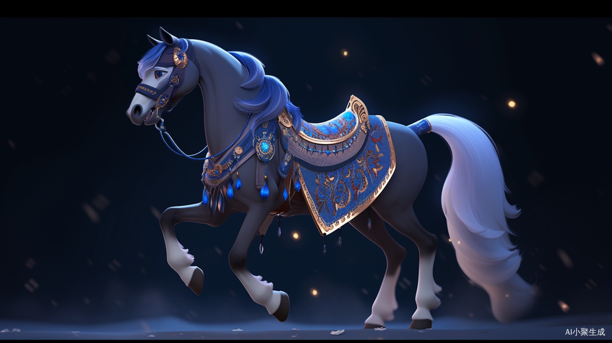 古埃及风格的3D CG小雪马奔跑于沙漠中