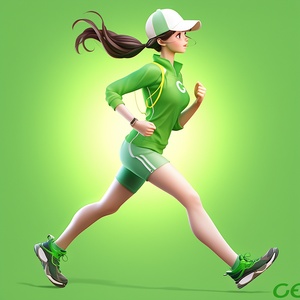 Cartoon Girl in Interactive Fitness Run